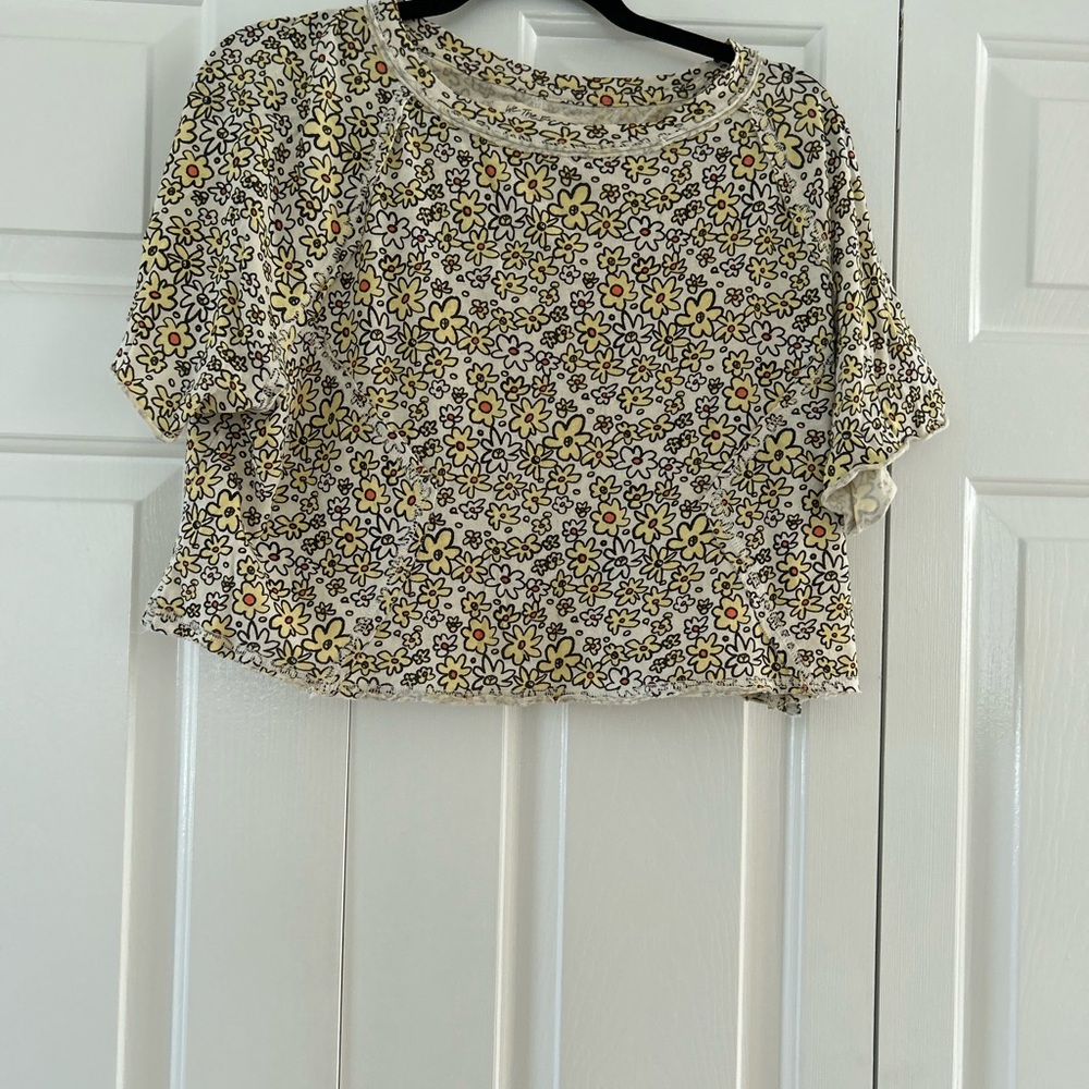 Free People Cropped Flower Tshirt